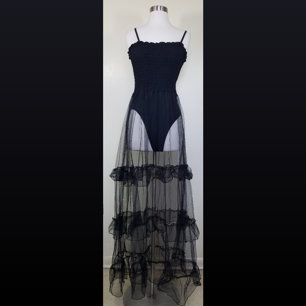 Black Widow Sheer Mesh Maxi Dress - Picture 2 of 6